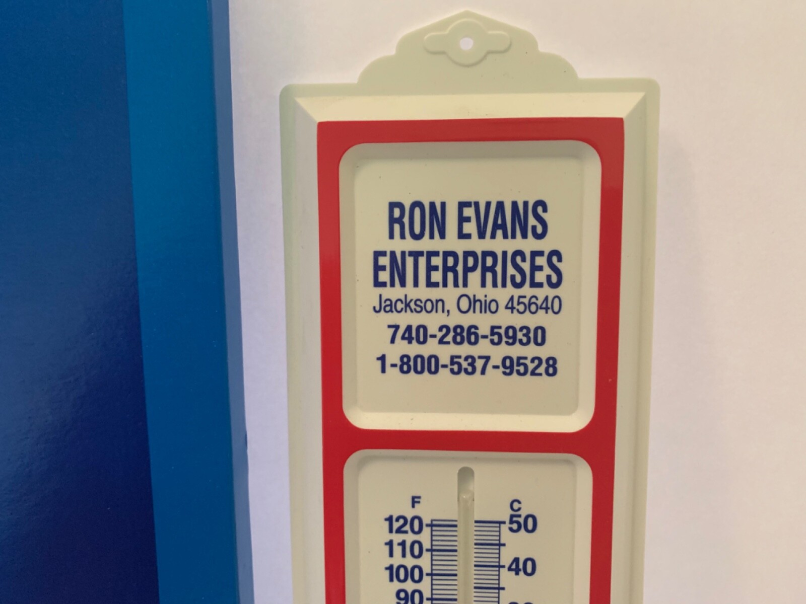 Vintage Plastic Thermometer Ron evans ent Jackson, oh new