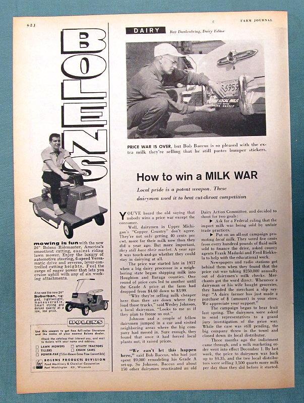 Orig 1959 Dairy Product Ad Photo Endorsed Bob Baccis pf Copper Country Michigan