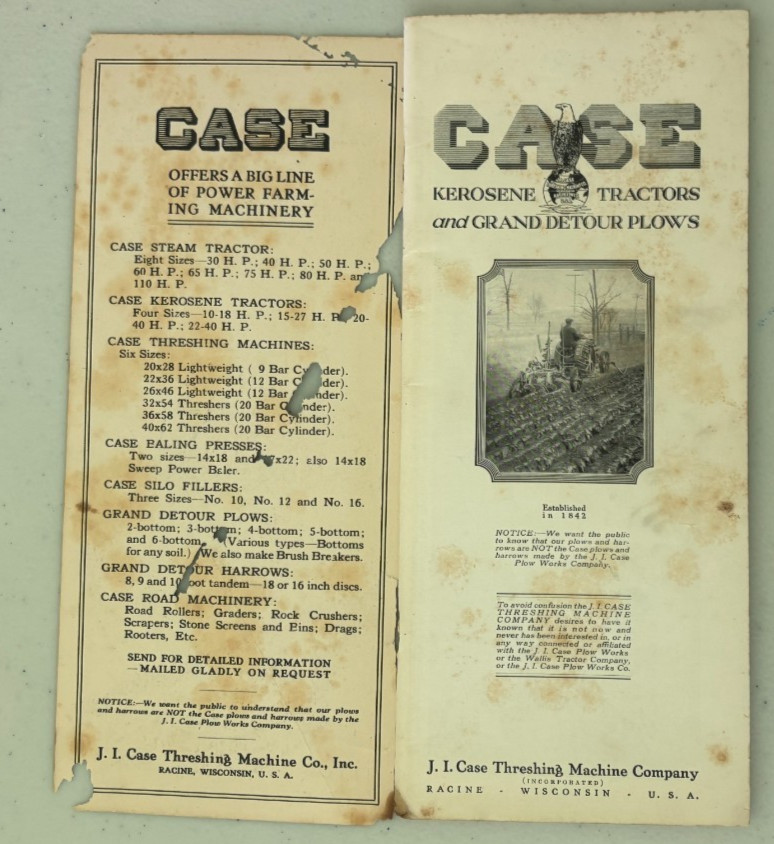 Case Kerosene Tractor & Grand Detour Plows Brochure DCPA26