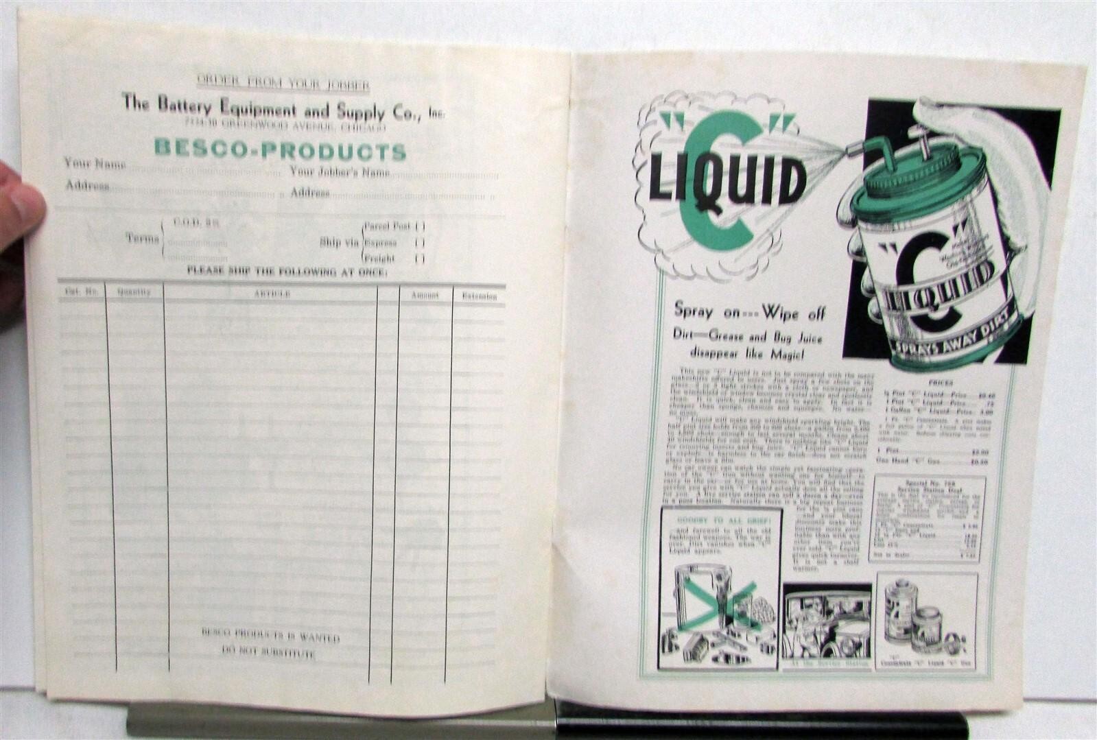 1920s Besco Products Clutches Air Gage Pricing Sales Brochure