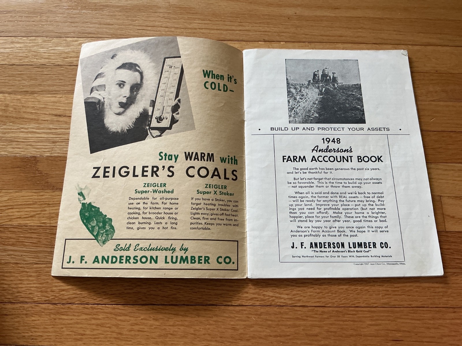 1948 Farm Acct. Record Book – J. F. Anderson Lumber Co. Minnesota, Iowa, Dakotas