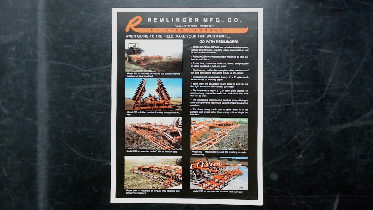 Remlinger MFG Co. Agricultural Brochure Mounted Harrows Vintage