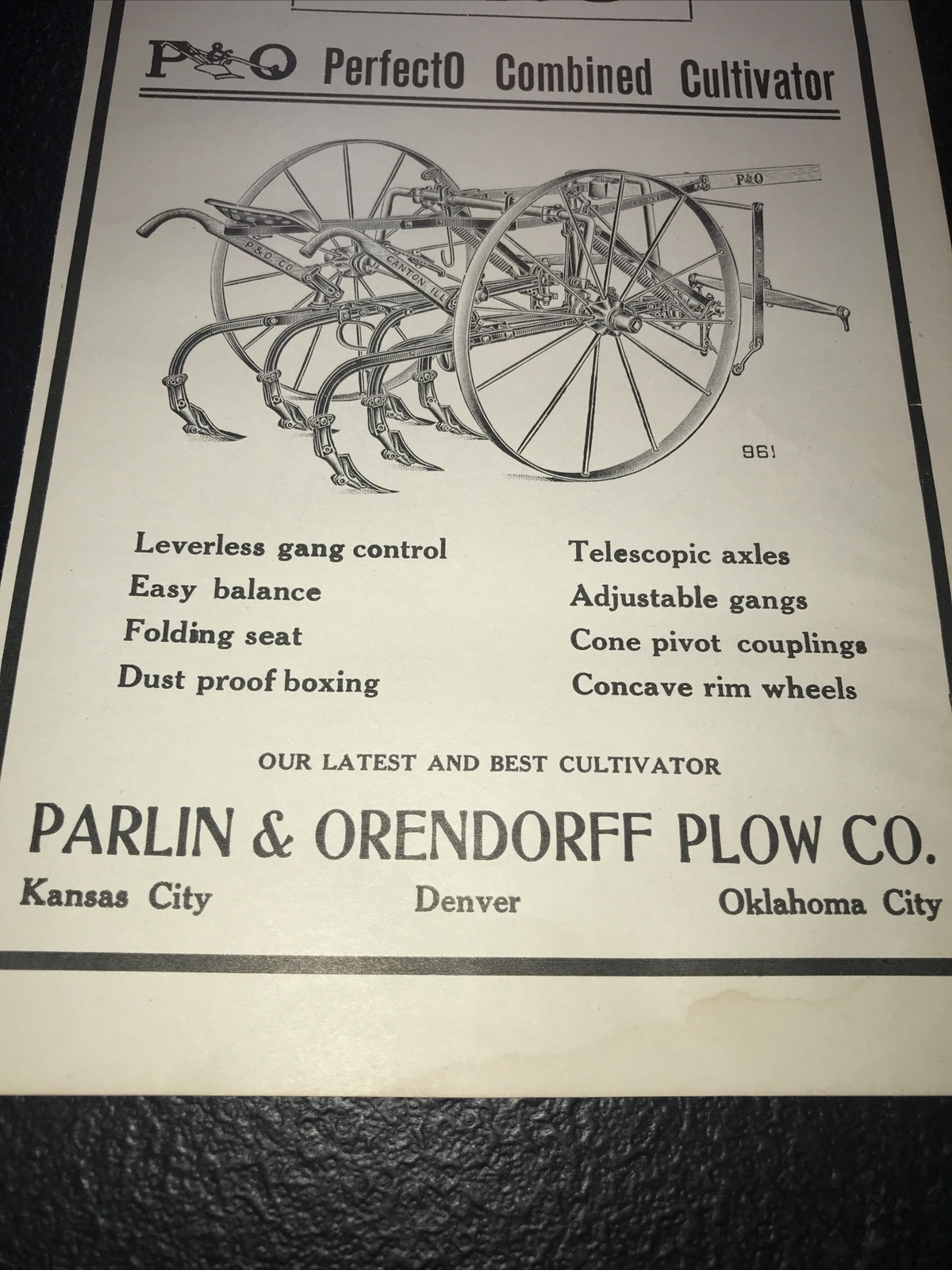 1916 Parlin & Orendorff P&O Farm Advertising – Kansas City Denver Oklahoma