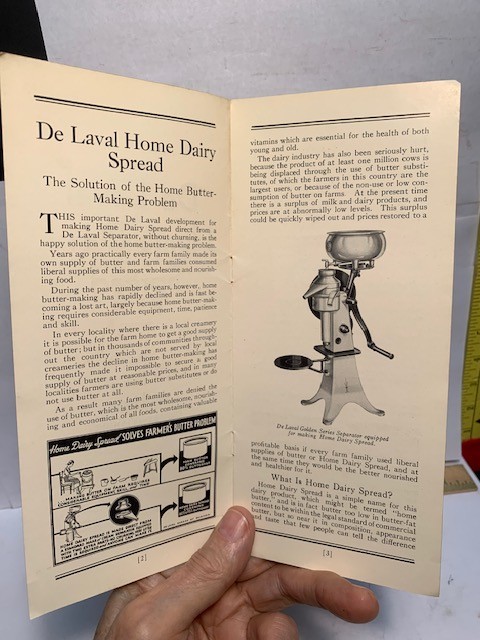 1932 DE LAVAL HOME DAIRY SPREAD THE SOLUTION OF THE BUTTER MAKING PROBLEM BKLT