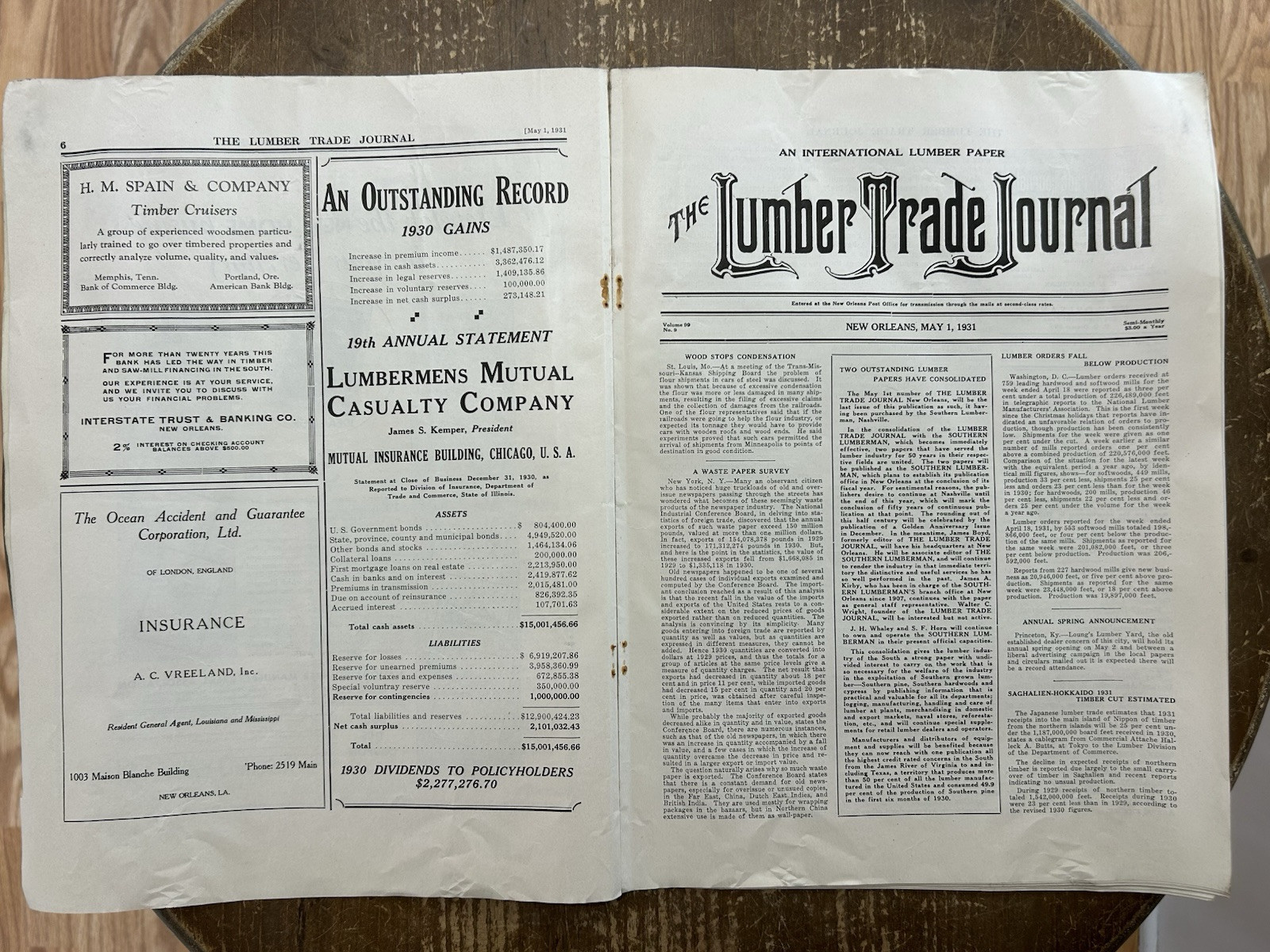 Vintage 1931 THE LUMBER TRADE JOURNAL New Orleans Logging Sawmill Industry