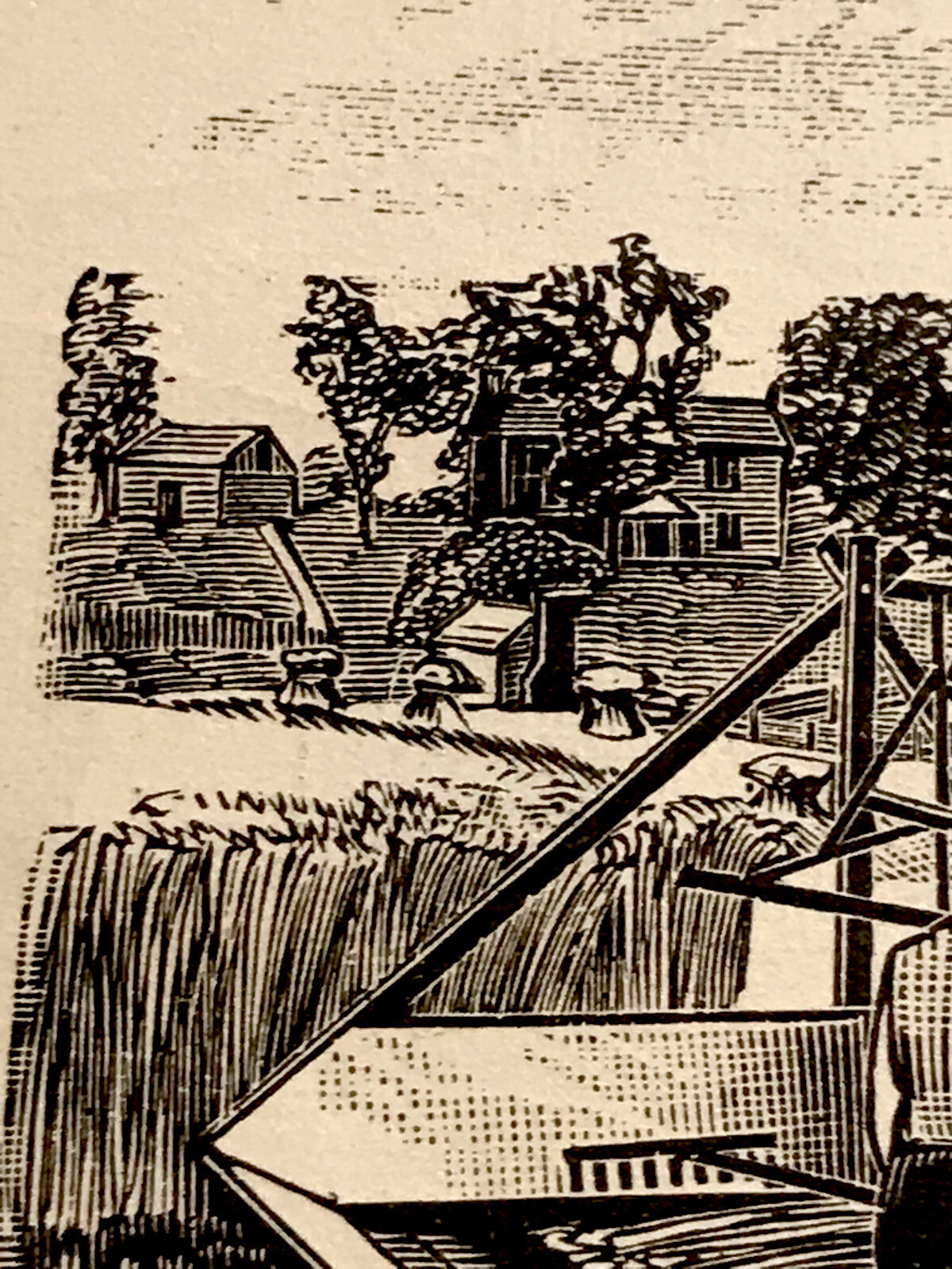 1831 Cyrus McCormick First Practical Reaper Farm Engraving Advertising