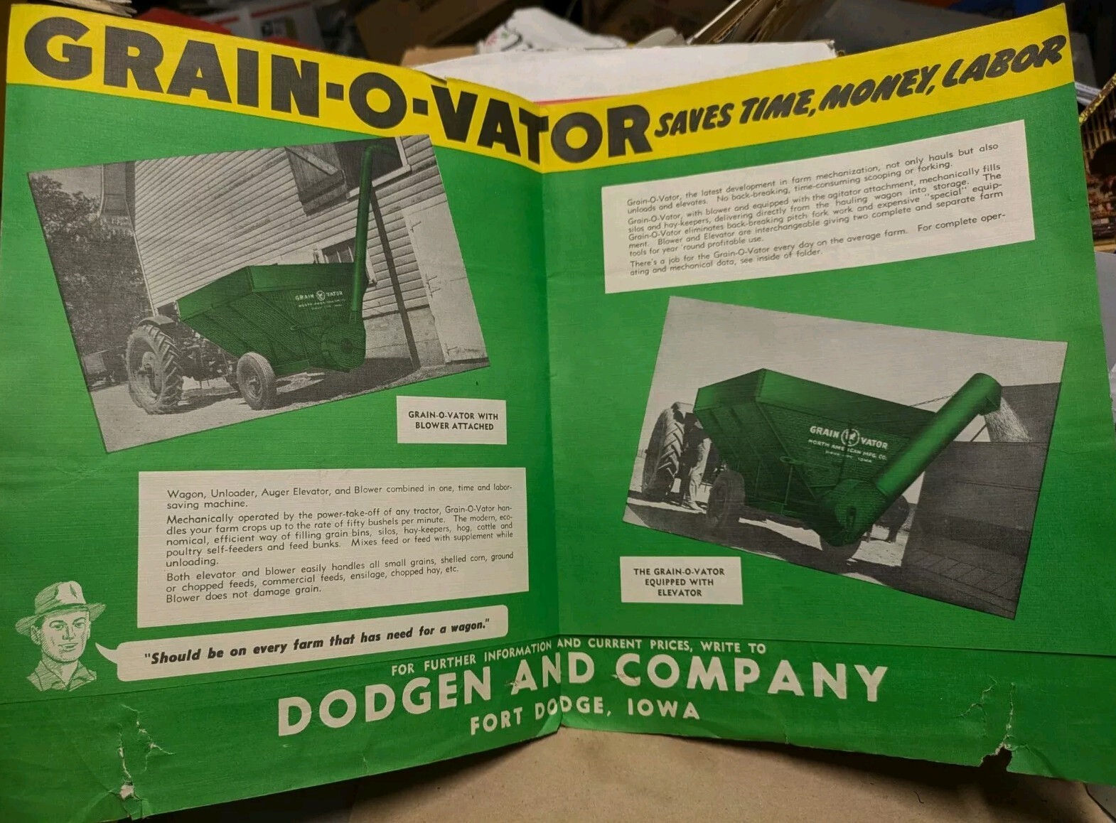 VTG Grain-O-Vator Brochure Dodgen & Co Ft Dodge & No. American Mfg Sioux City IA