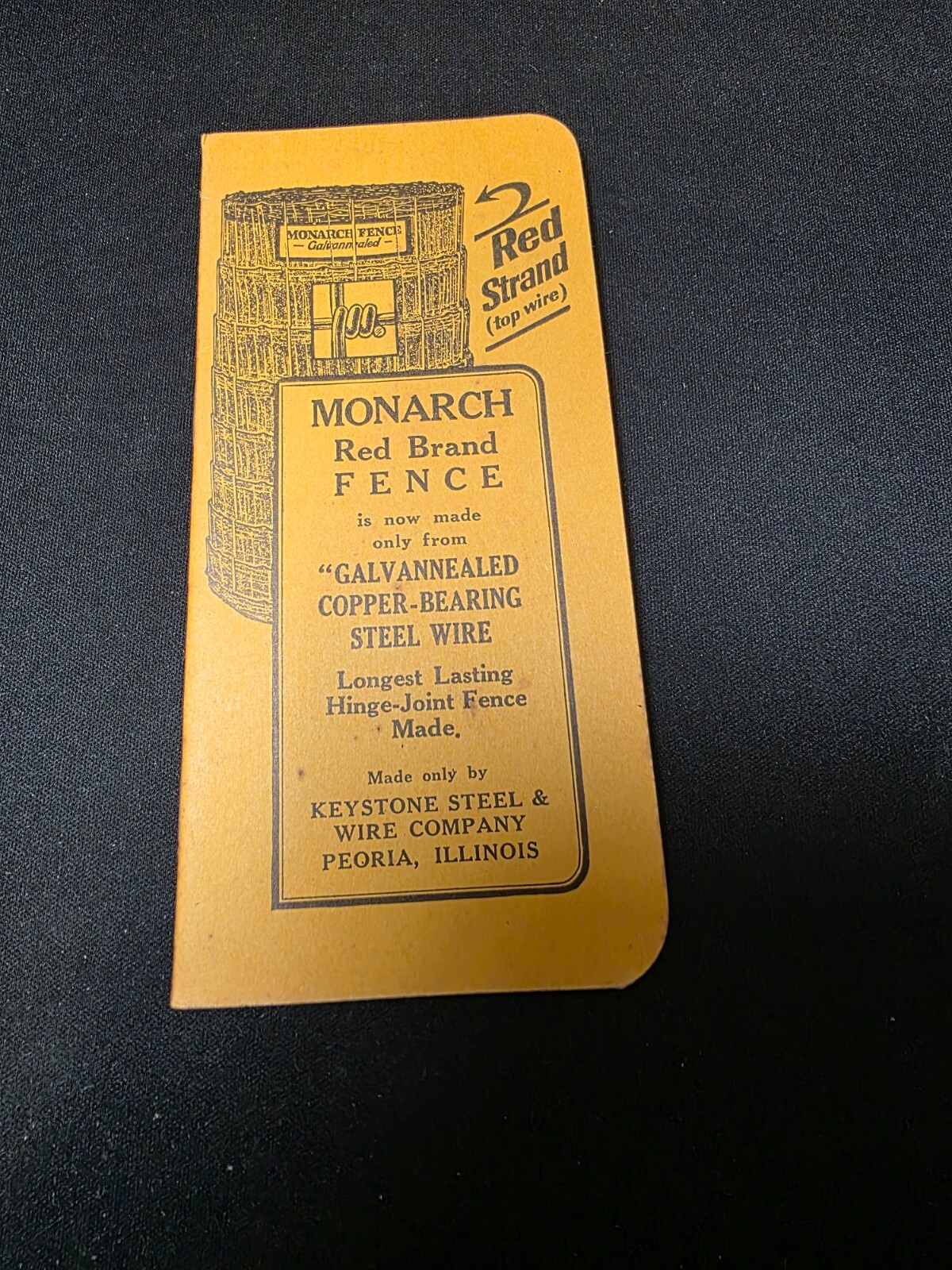 Vintage Unused Advertising Red Brand Monarch Fence Steel & Wire memo book