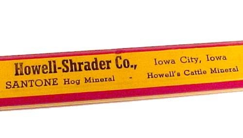 Howell-Shrader Co Carpenter Lead Pencil Iowa City IA Santone Hog Cattle Mineral