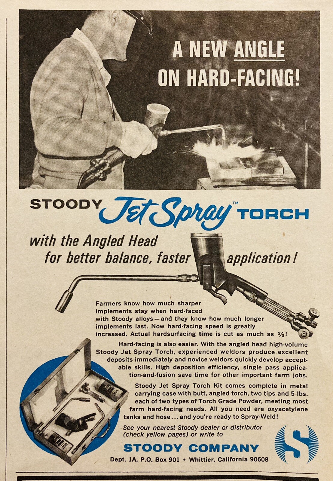 1969 AD.(XH78)~STOODY CO. WHITTIER, CA. STOODY JET SPRAY TORCH