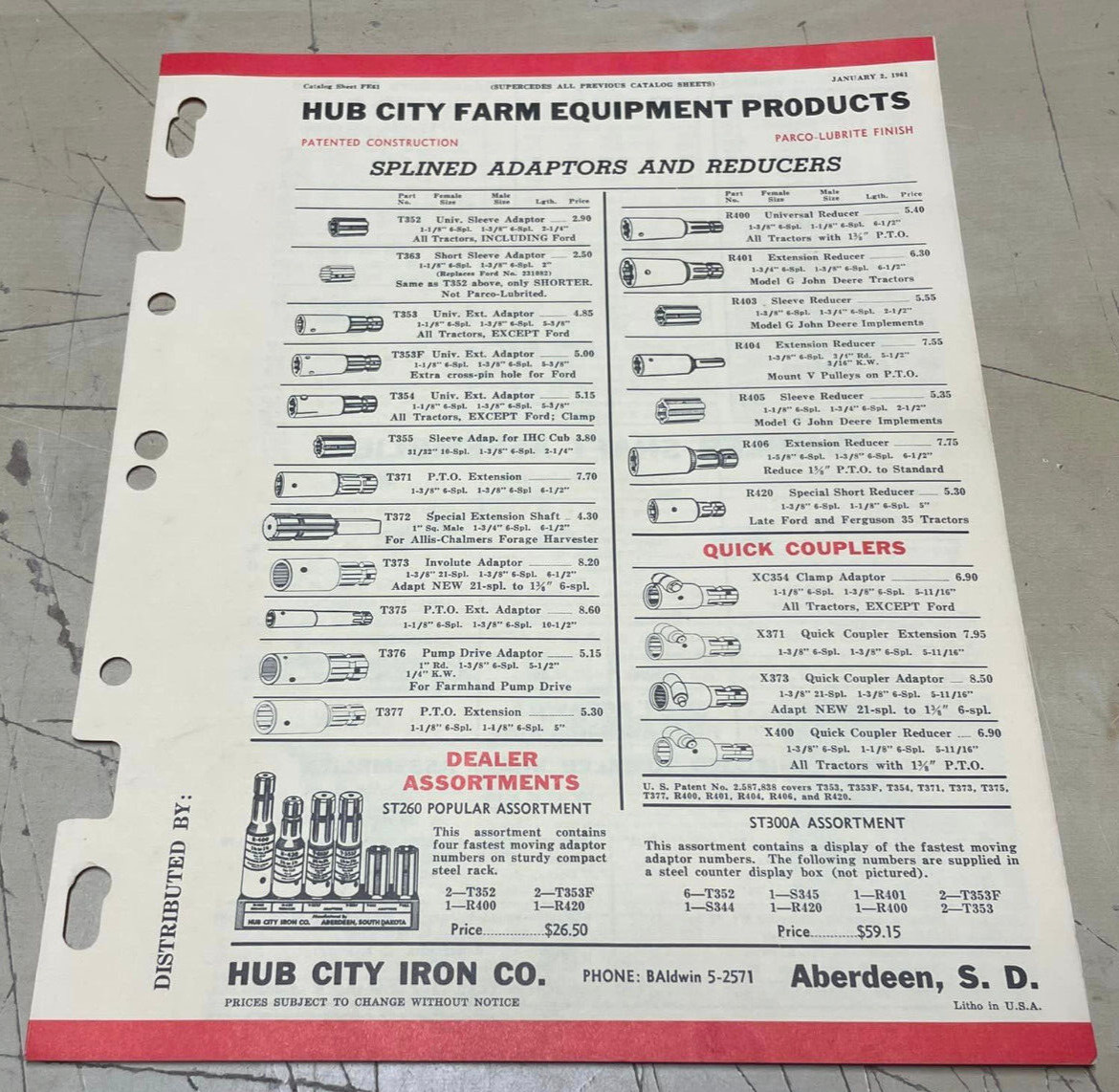 Vtg Original 1961 Hub City Iron Co Farm Equipment Products Bi-Fold Catalog Sheet