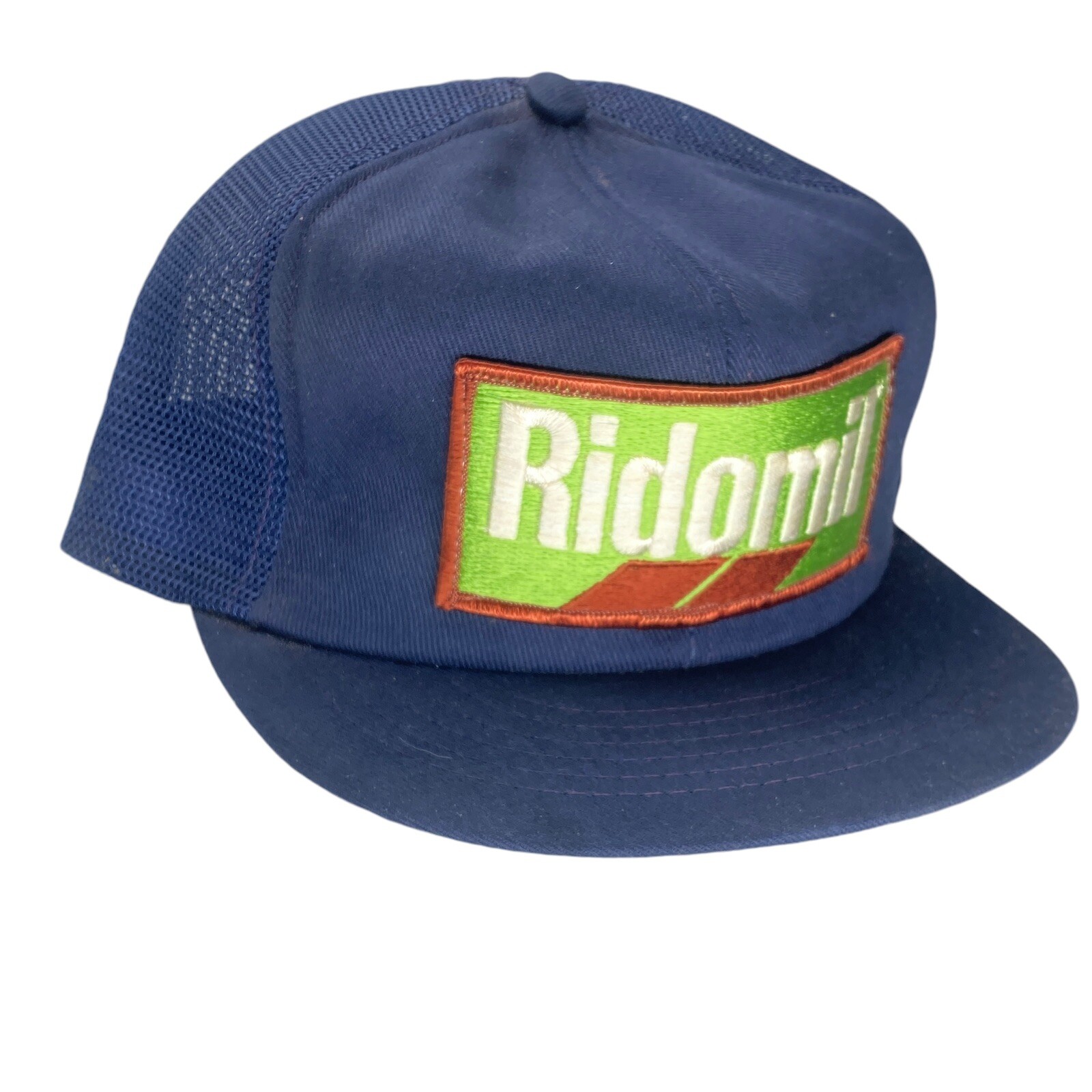 Ridomil Agriculture Farm Cap Embroidered Patch Snapback Trucker Hat Blue Vintage