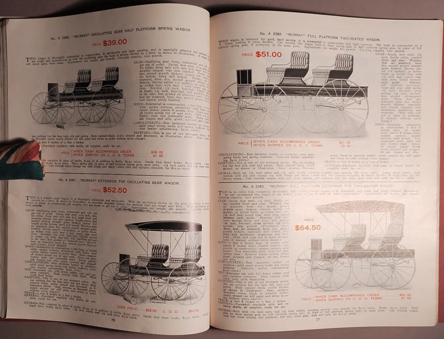 1906 Murray Carriage Buggy Delivery Wagon Cincinnati OH Catalog Original B1-17