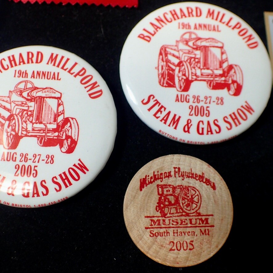 Vintage (19) ANTIQUE TRACTOR & GAS STEAM ENGINE SHOW Button Pins Ribbons Plaques