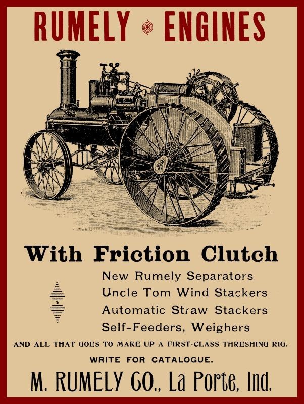 1898 Rumely Steam Engine w. Friction Clutch NEW METAL SIGN: 12×16&Prime; Ships Free