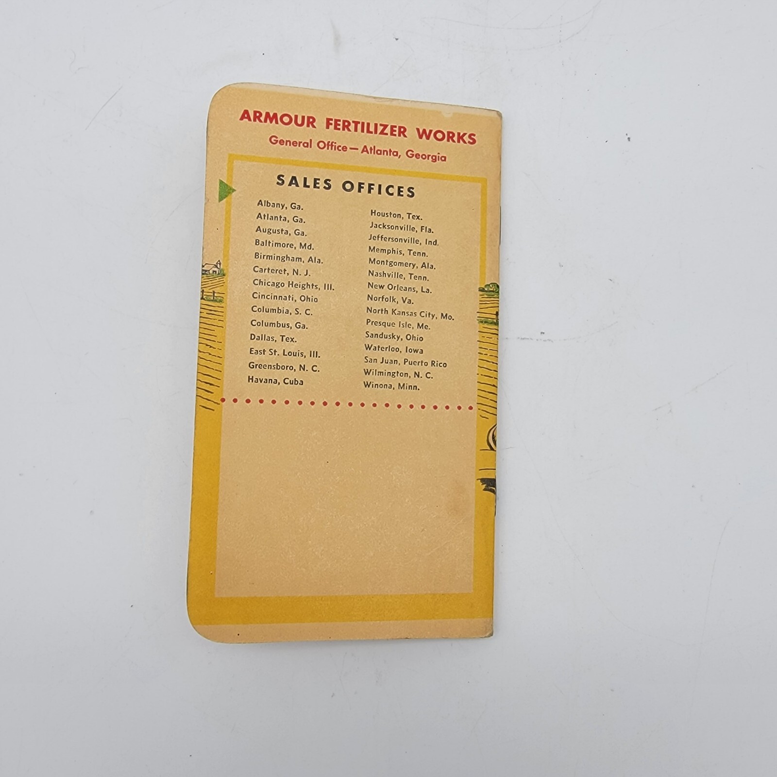 Armour Fertilizers Pocket Memo Book Nice Cover 1958/59 Calendar Unused