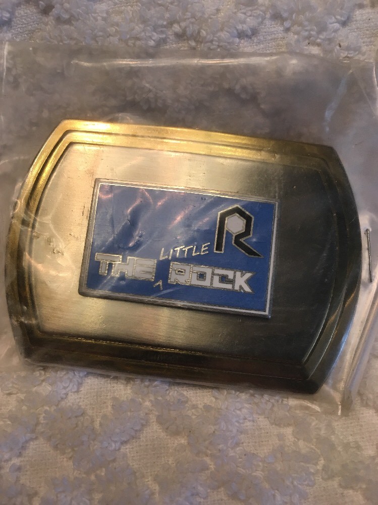 NEW The « Little » Rock Railroad Enamel COLLECTOR BELT BUCKLE~Blue/White Silver