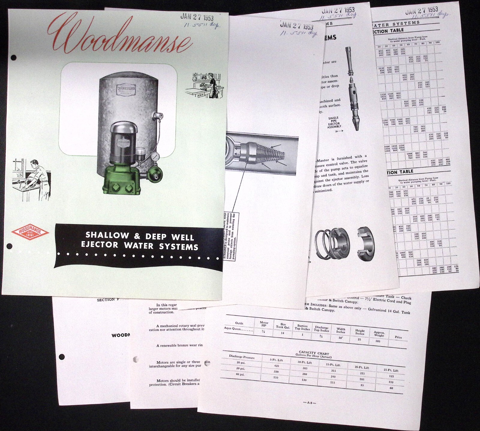1953 Woodmanse Shallow and Deep Well Ejector Water Systems Brochure