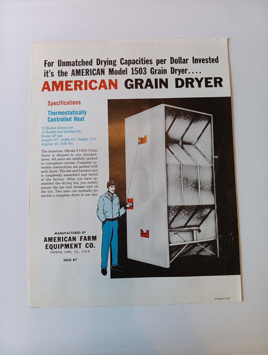 3 American Farm Equipment Co Sales Advertising Flyer Brochures 2412, 2420, 1503