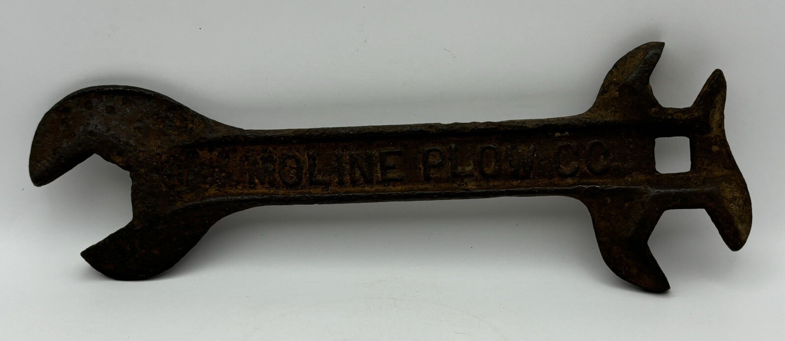 Old Farm Barn Find Vintage Hand Tool Moline Plow CO. Embossed Advertising Wrench