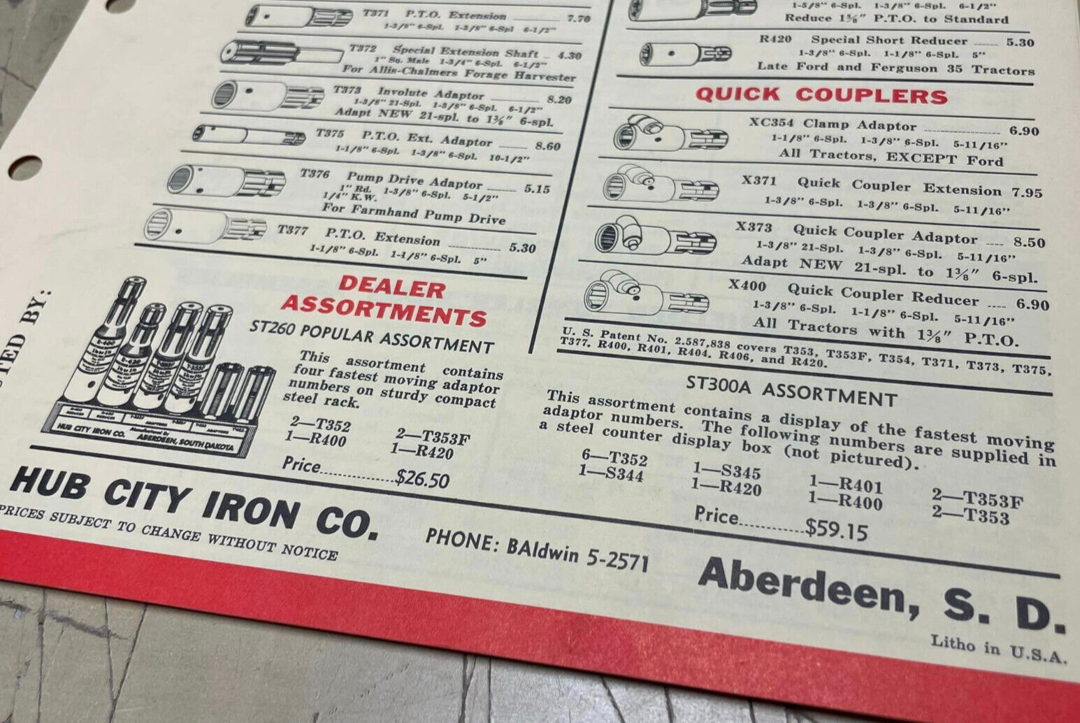Vtg Original 1961 Hub City Iron Co Farm Equipment Products Bi-Fold Catalog Sheet