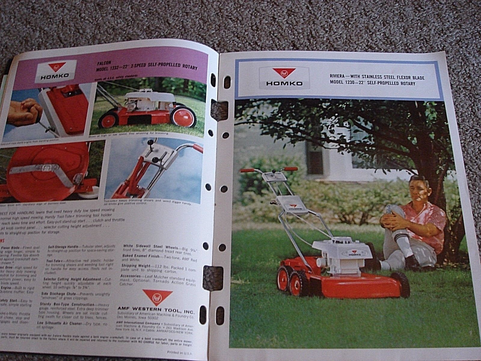 VINTAGE HOMKO 1964-1965 LAWN MOWER TRACTOR TILLER DEALER SALES BROCHURE LOT #3
