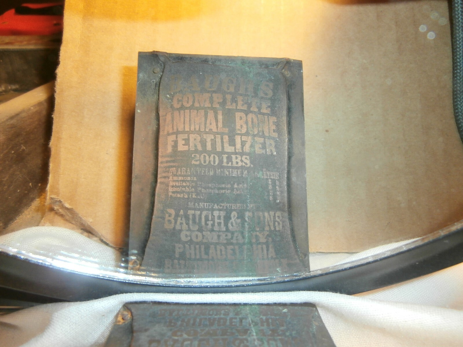 Antique Printers Printing Block Baughs & Sons Co Complete Animal Fertilizer Bag