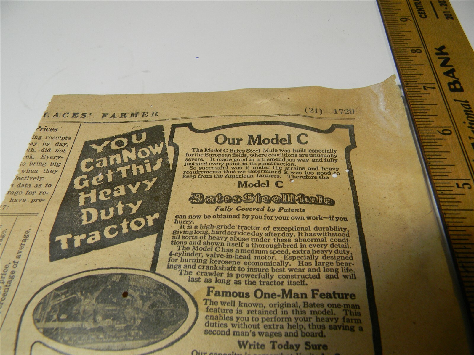 Vintage 1917 Joliet Oil Tractor Co. Farm Implement Man Cave 1910&rsquo;s Print Ad 5E1