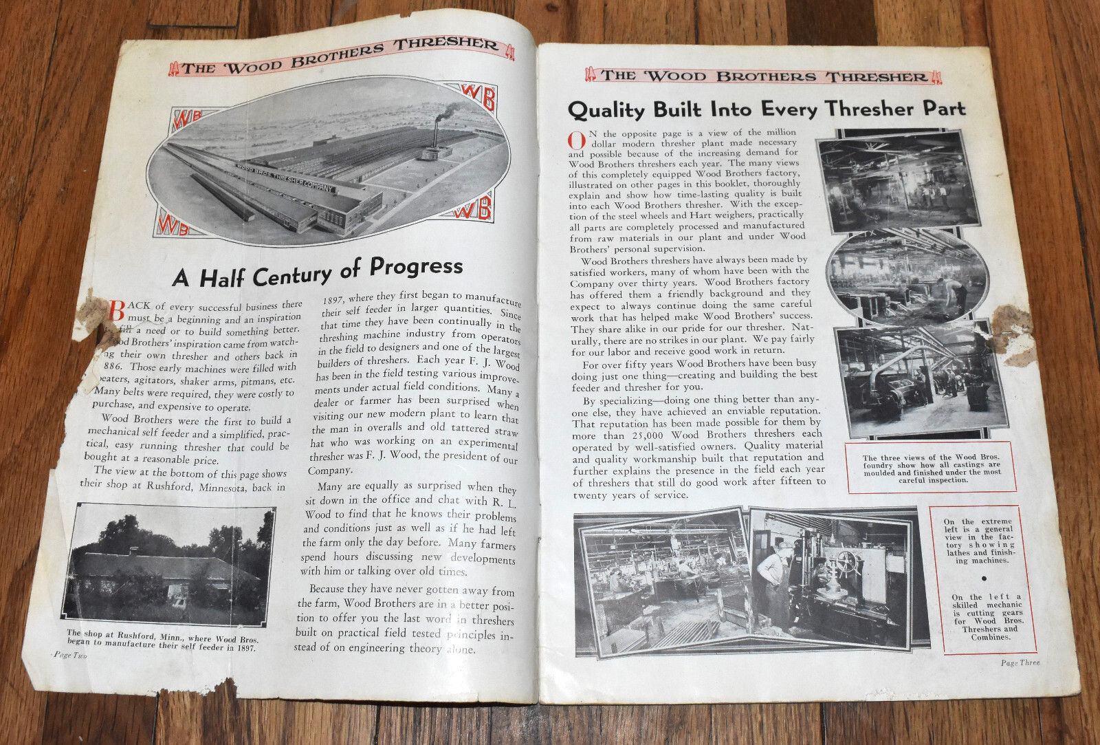 Vintage Wood Brothers Thresher Sales Catalog Brochure