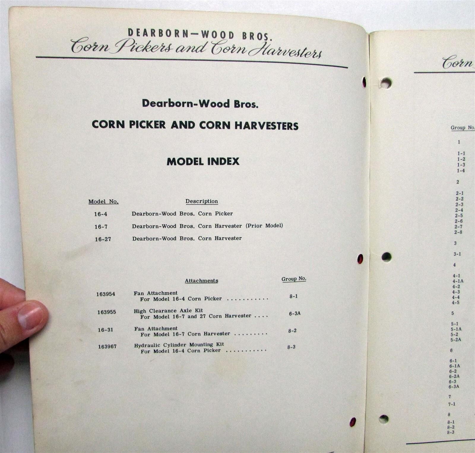1956 Ford Corn Picker/Harvester Specs Diagrams Agriculture Sales Parts Book