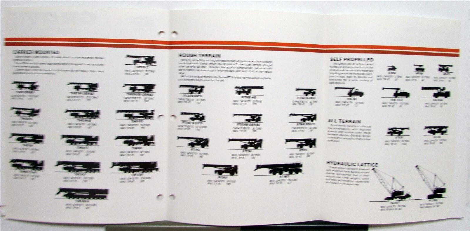 1986 Grove Full Line Crane Hydraulic Lattice Specs Construction Sales Brochure