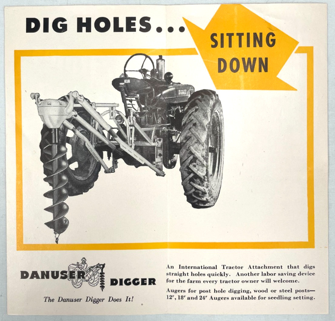 VINTAGE 1960s DANUSER POST HOLE DIGGER SALES BROCHURE – I.H.C. INTERNATIONAL