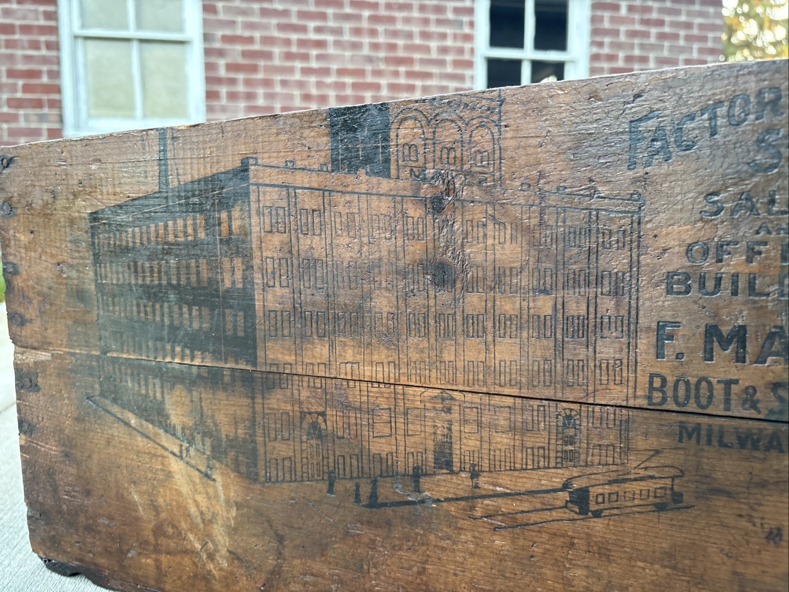 Antique Wooden Crate F. Mayer Boot & Shoe Co Milwaukee Wisconsin Wood Box
