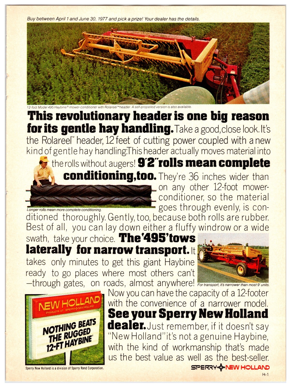 1970s New Holland HayBine Original Ad (11 x 8.5) – Print Advertisement
