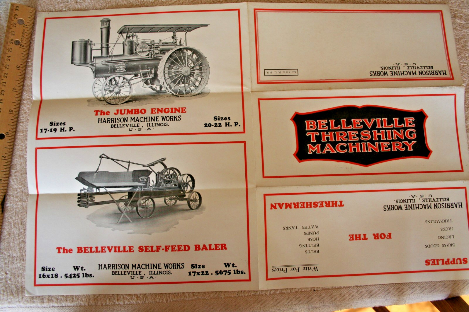 BELLEVILLE THRESHING MACHINERY 1912