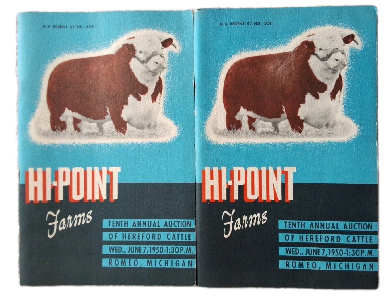 Pair 2 Vintage Hi-Point Farms Tenth Annual Auction Catalogs Romeo Michigan