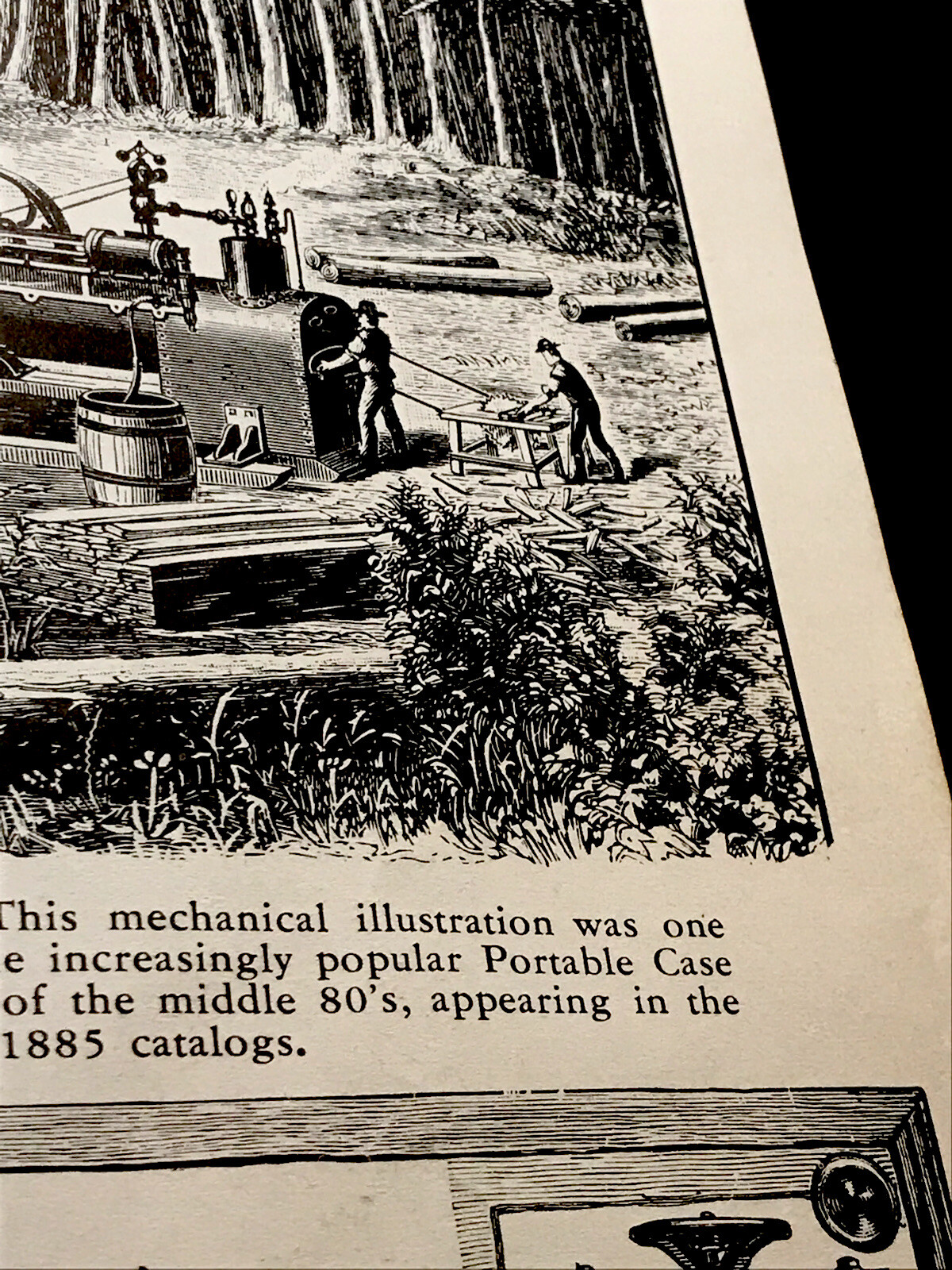 1882 J.I. Case Saw Mill & 1884 Portable Case Saw Mill Engraving Advertising
