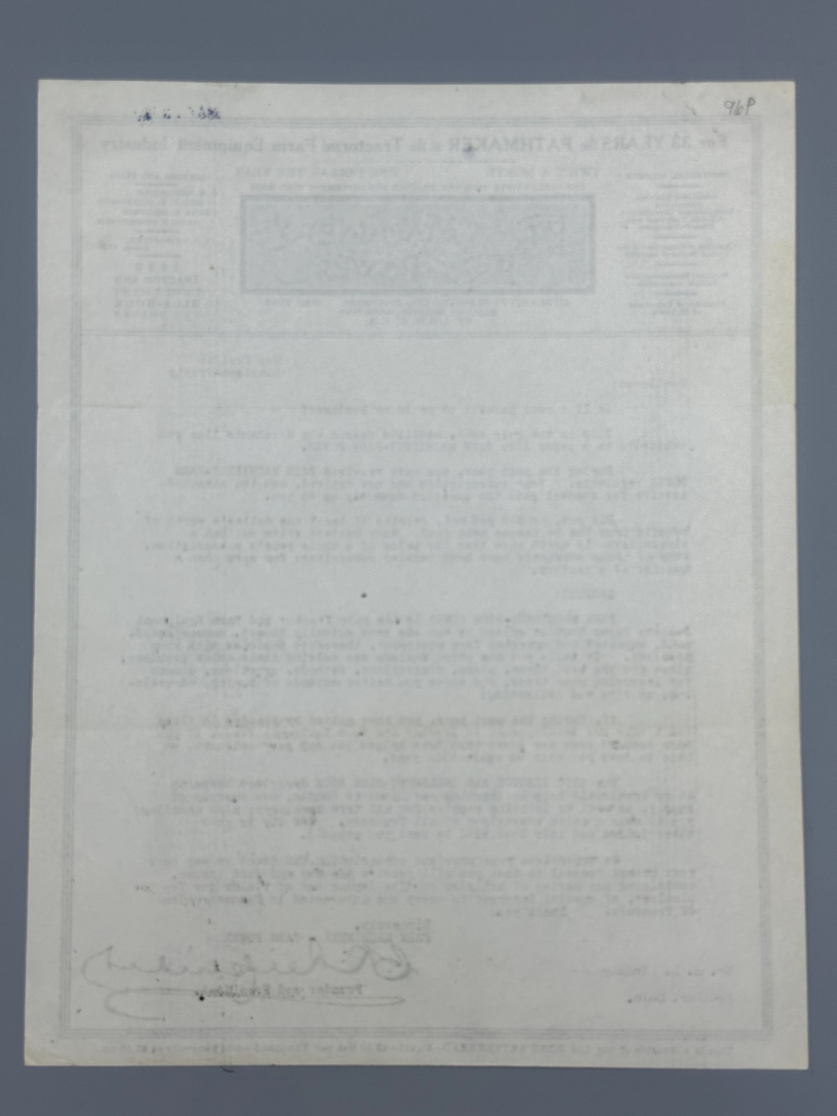 1920 FARM Machinery Power TRACTOR Magazine Advertising Letter Billhead Antique