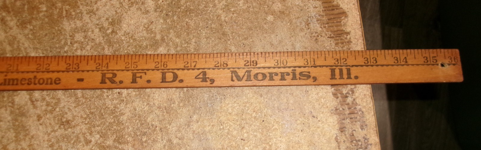 vintage 36&Prime; wood yardstick morris limestone co. morris,il. good used