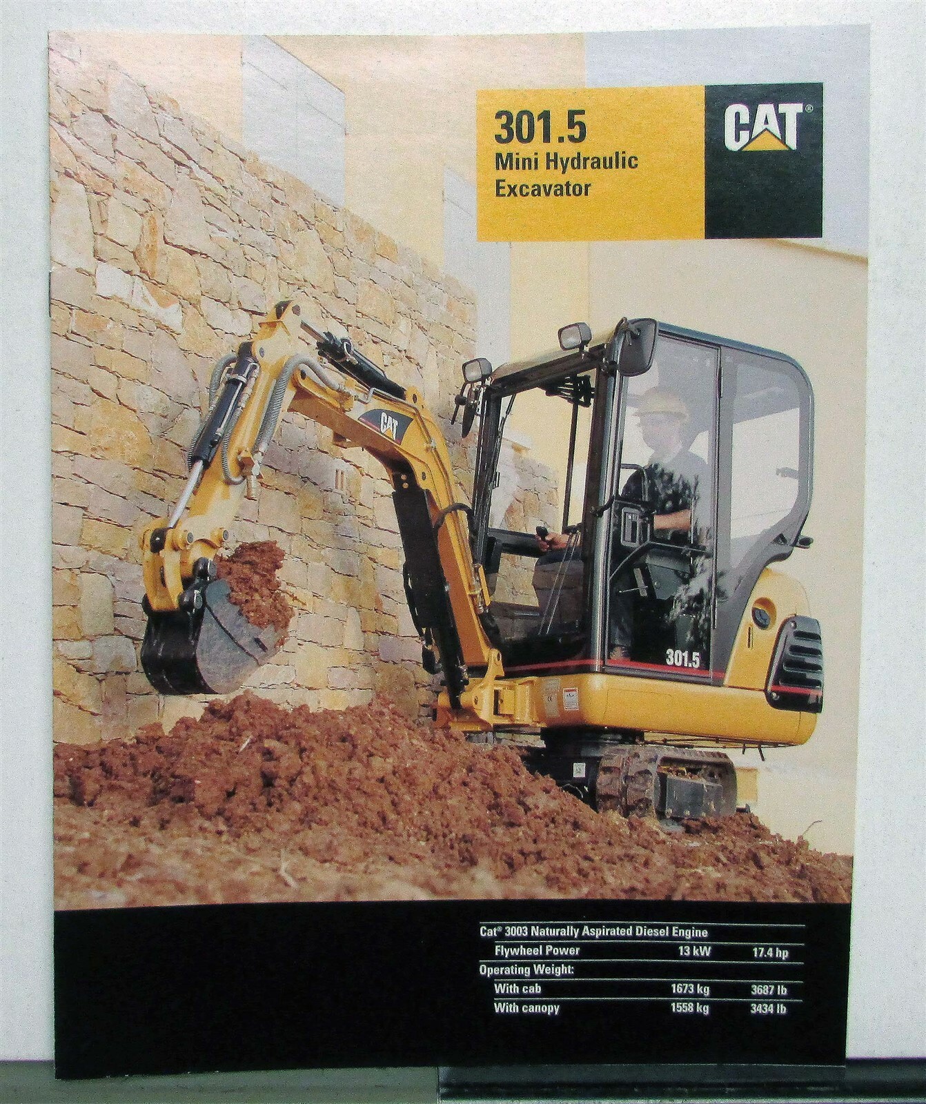 1990s Caterpillar 301.5 Mini Hydraulic Excavator Construction Sales Brochure