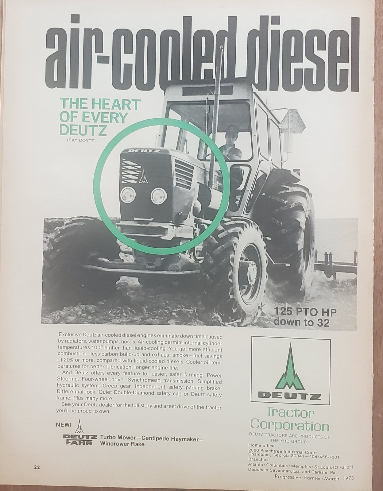 Deutz Fahr Air Cooled Diesel Tractor Vintage Magazine Advertisement 1973