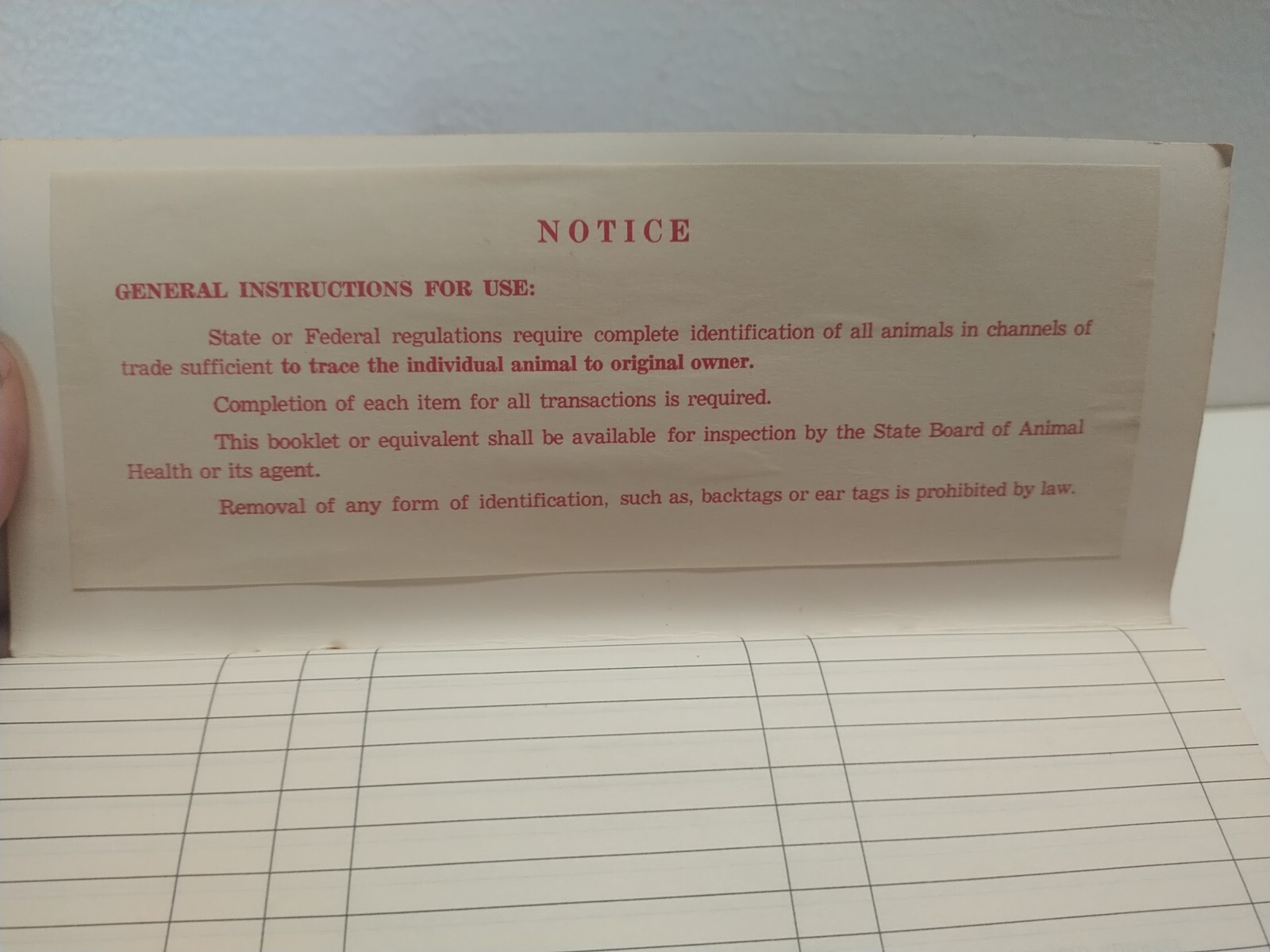 Indiana Animal Health Livestock Dealer Transaction Record Book Vtg Local Farm SC