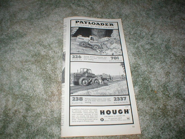 1960 HOUGH Payloader Fleet owners Equipment Ad 1/2 pg 5 x 11&Prime;