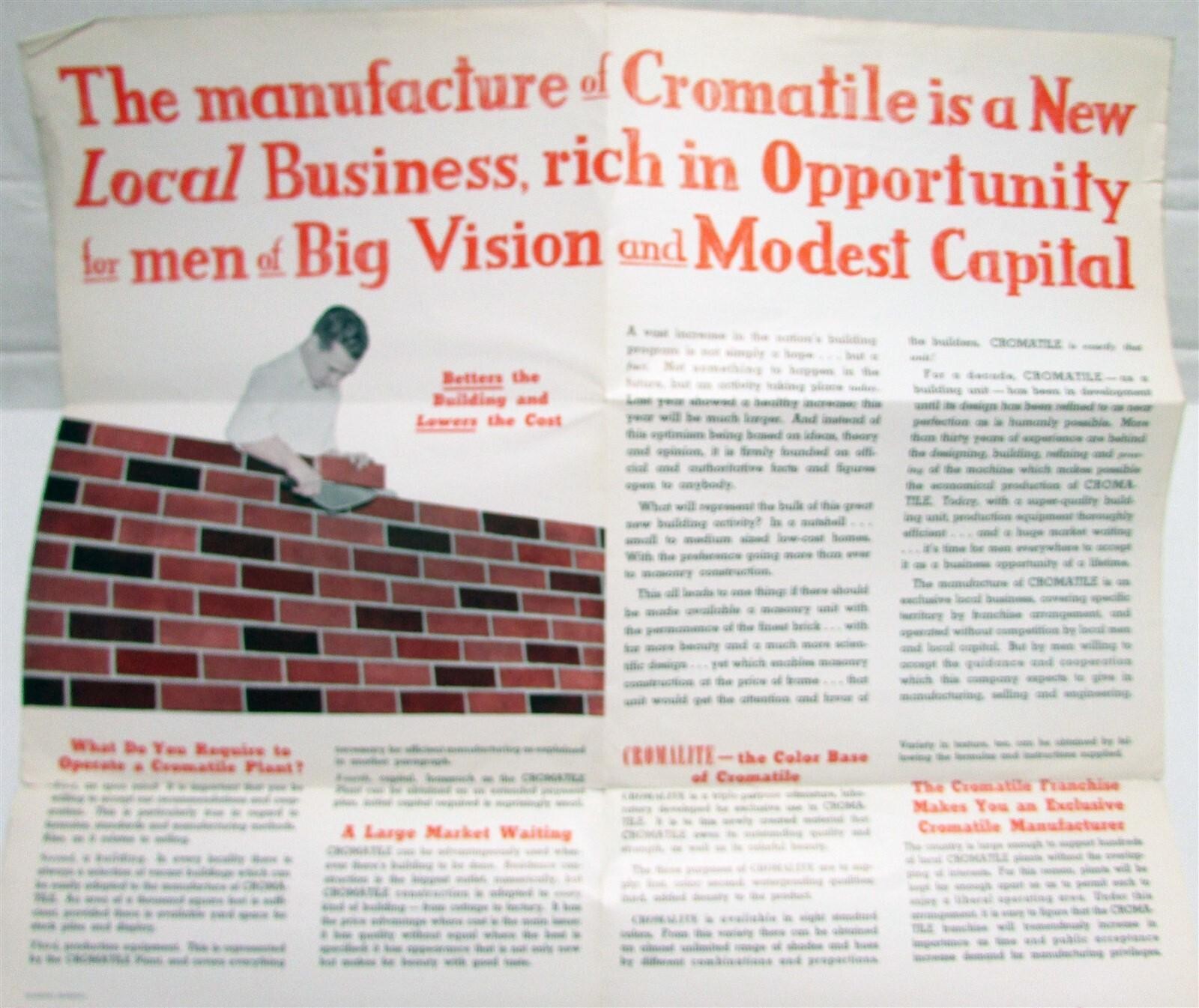 1950s Cromatile Popular Building Unit Single Duo Construction Mailer Brochure