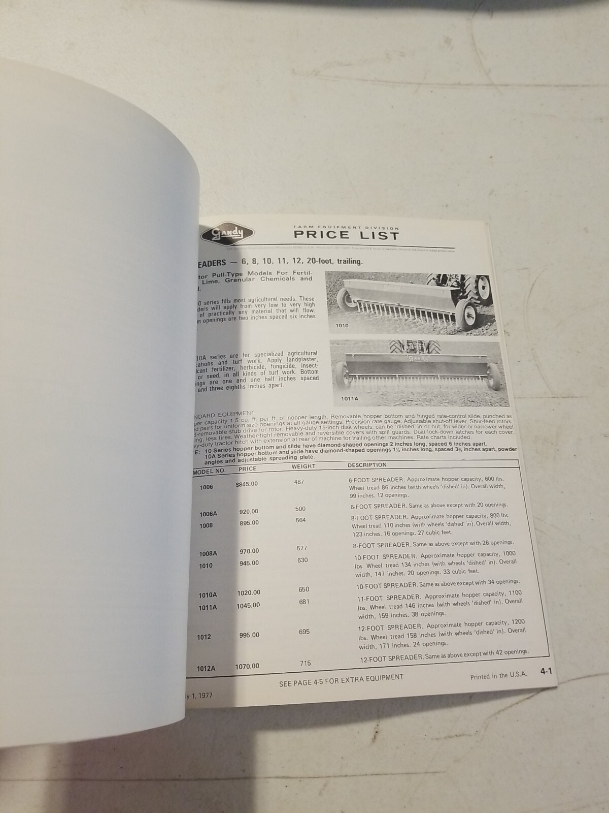 Original 1977-78 GANDY Farm Equipment Catalog Price List Brochure