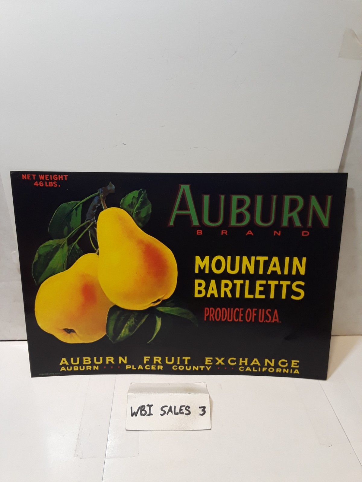 Auburn Brand Mountain Bartletts Produce Label Auburn Ca