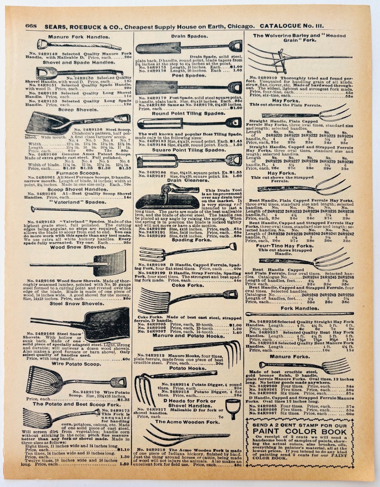 1901 Farmers Tools Pitchfork Reproduction Advertisement Sears Agriculture DWU17A