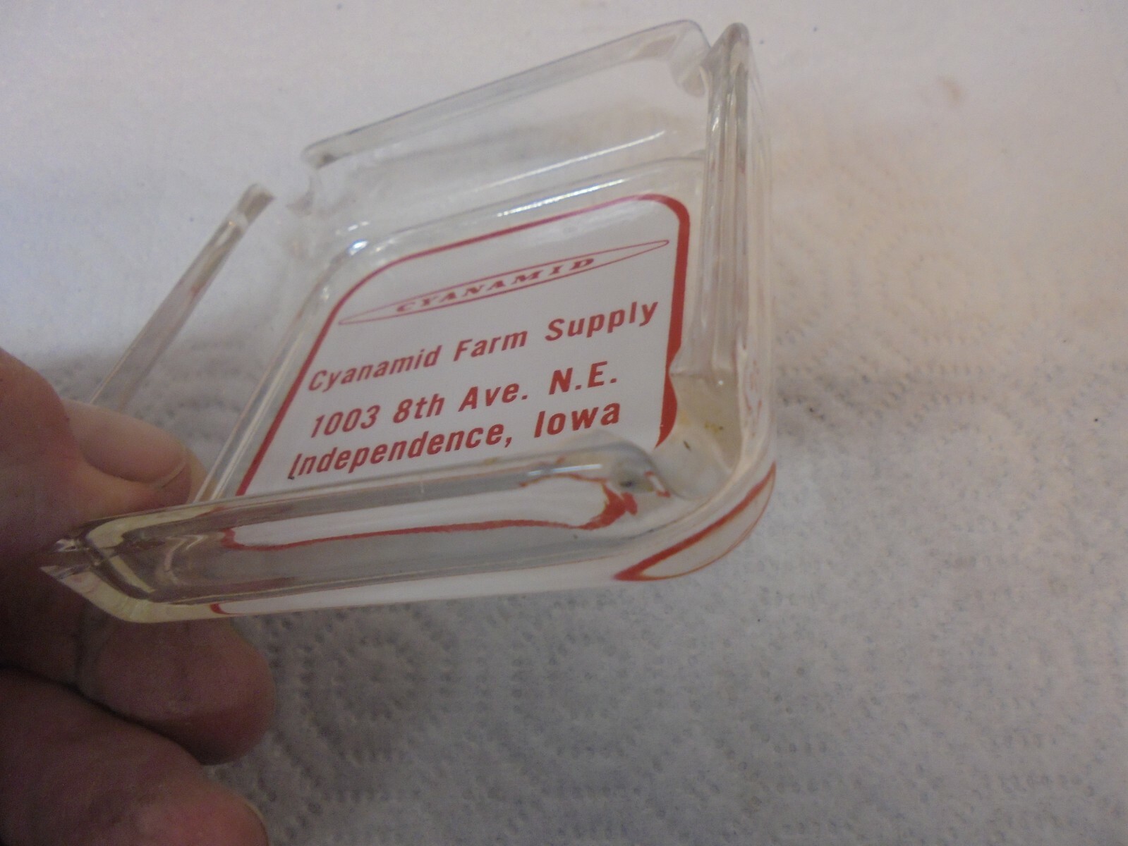glass ashtray cynamid farm supply independence iowa