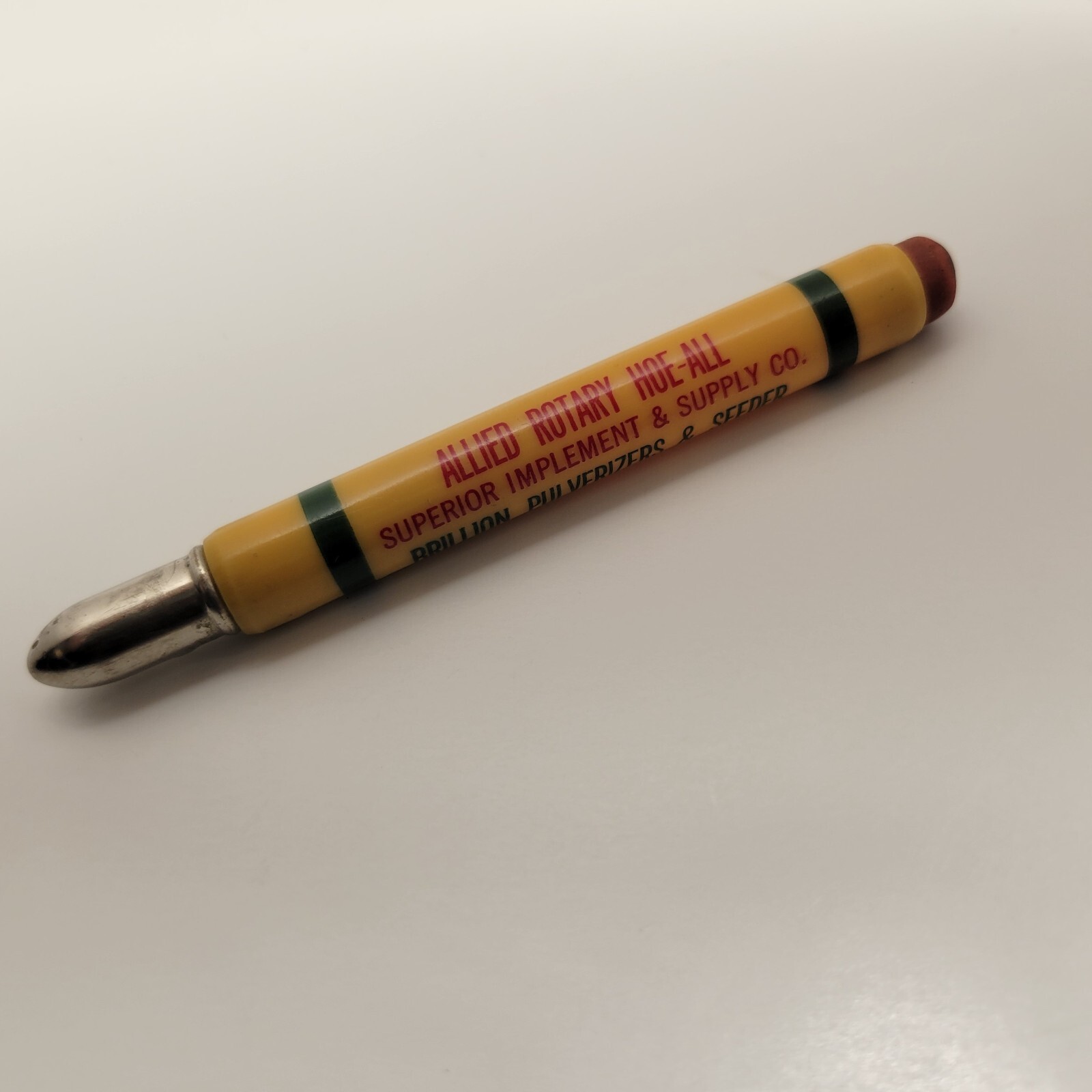 VTG Allied Rotary Hoe-All Implement Supply Co Advertising Yellow Bullet Pencil