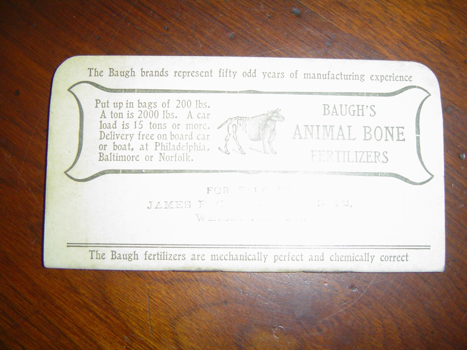 1908 Baugh&rsquo;s Fertilizers Baltimore, MD James F George, Weissport, PA Notebook